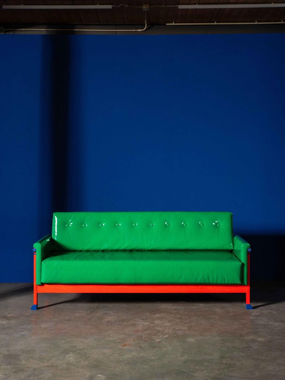 Viviano, polychrome sofa, Polychrome Revival collectible furniture by Continentale